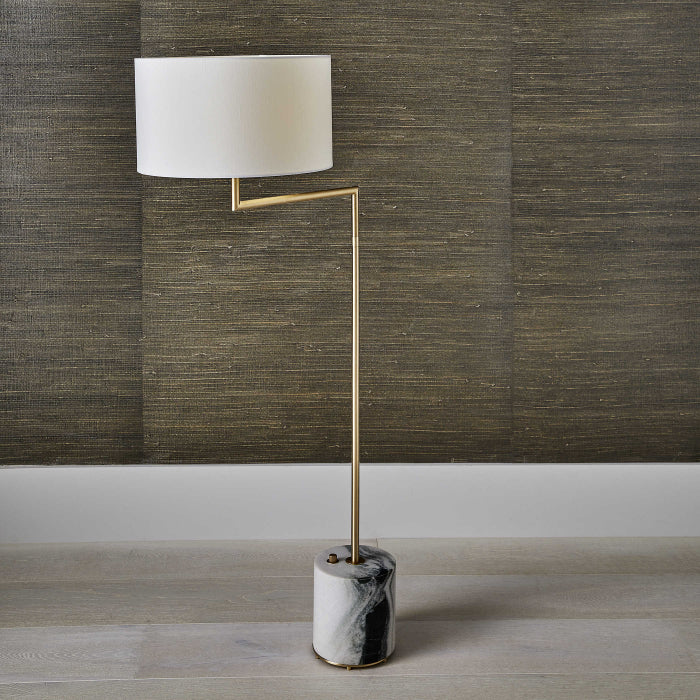 Uttermost Pivot Floor Lamp - Panda Marble/Brass