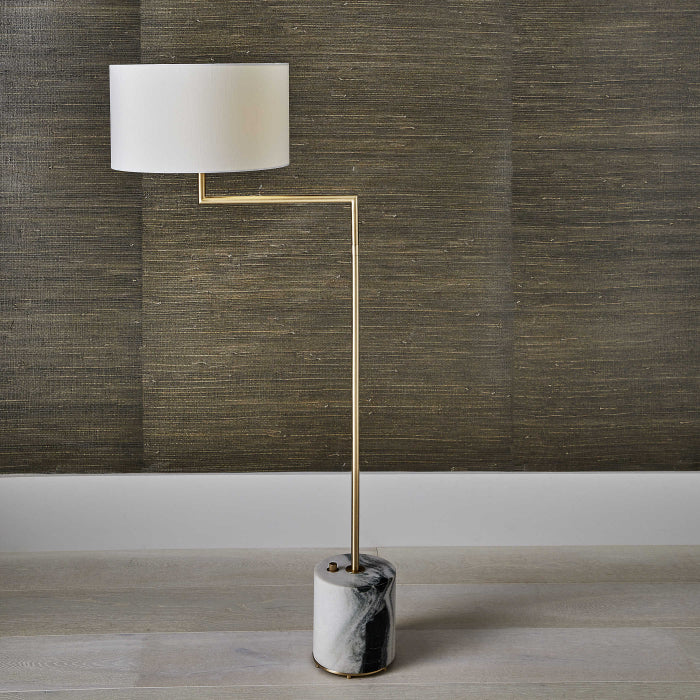 Uttermost Pivot Floor Lamp - Panda Marble/Brass
