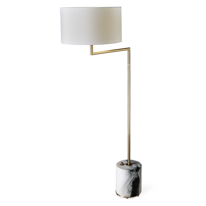 Uttermost Pivot Floor Lamp - Panda Marble/Brass