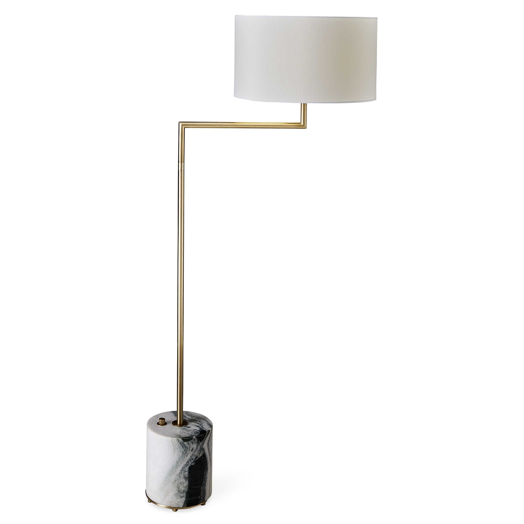 Uttermost Pivot Floor Lamp - Panda Marble/Brass
