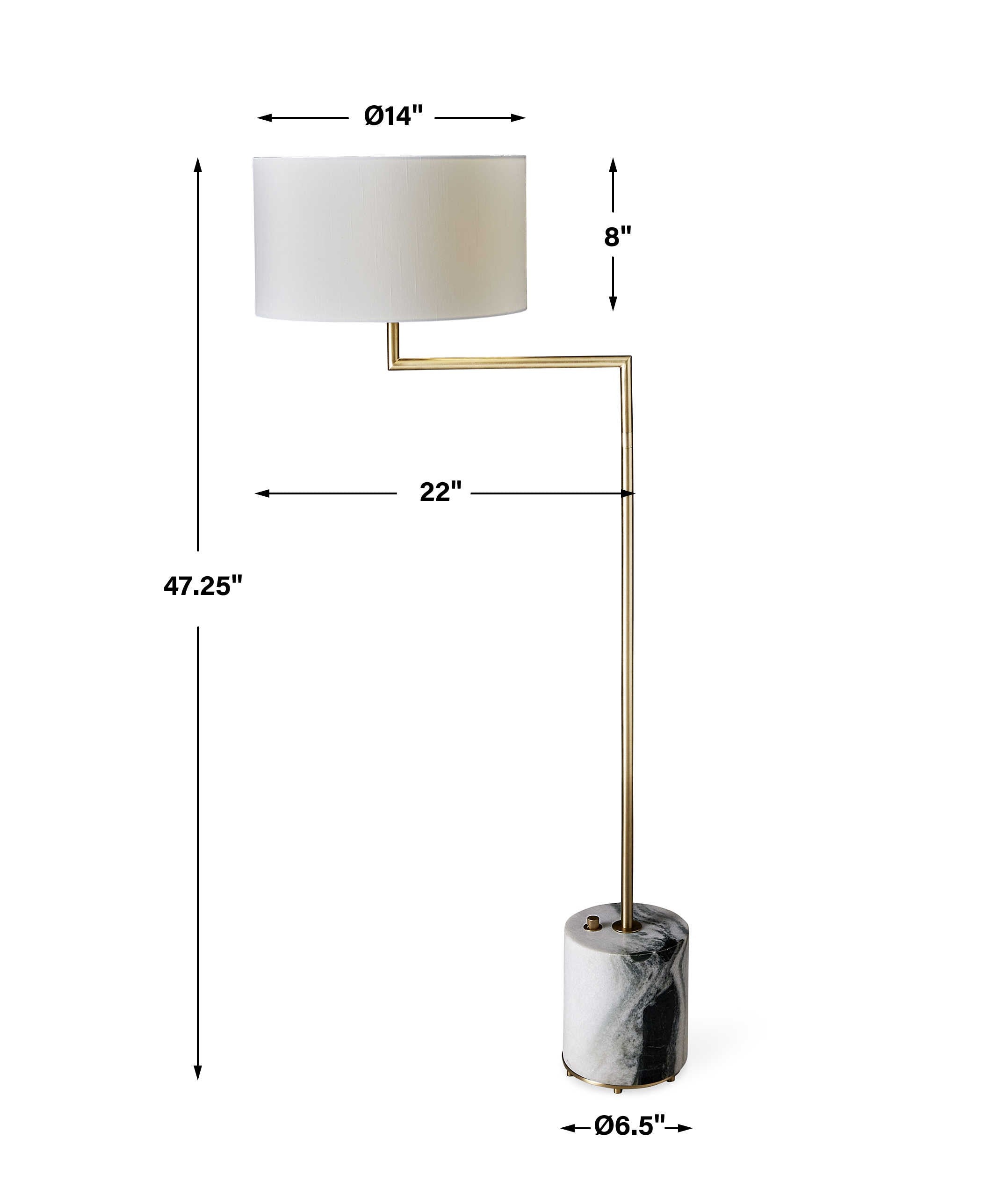Uttermost Pivot Floor Lamp - Panda Marble/Brass