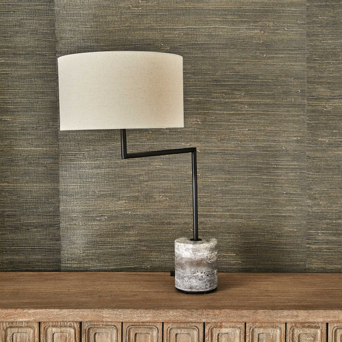 Uttermost Pivot Table Lamp - Travertine/Bronze
