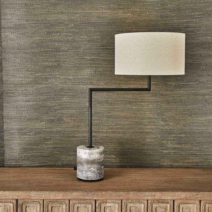 Uttermost Pivot Table Lamp - Travertine/Bronze
