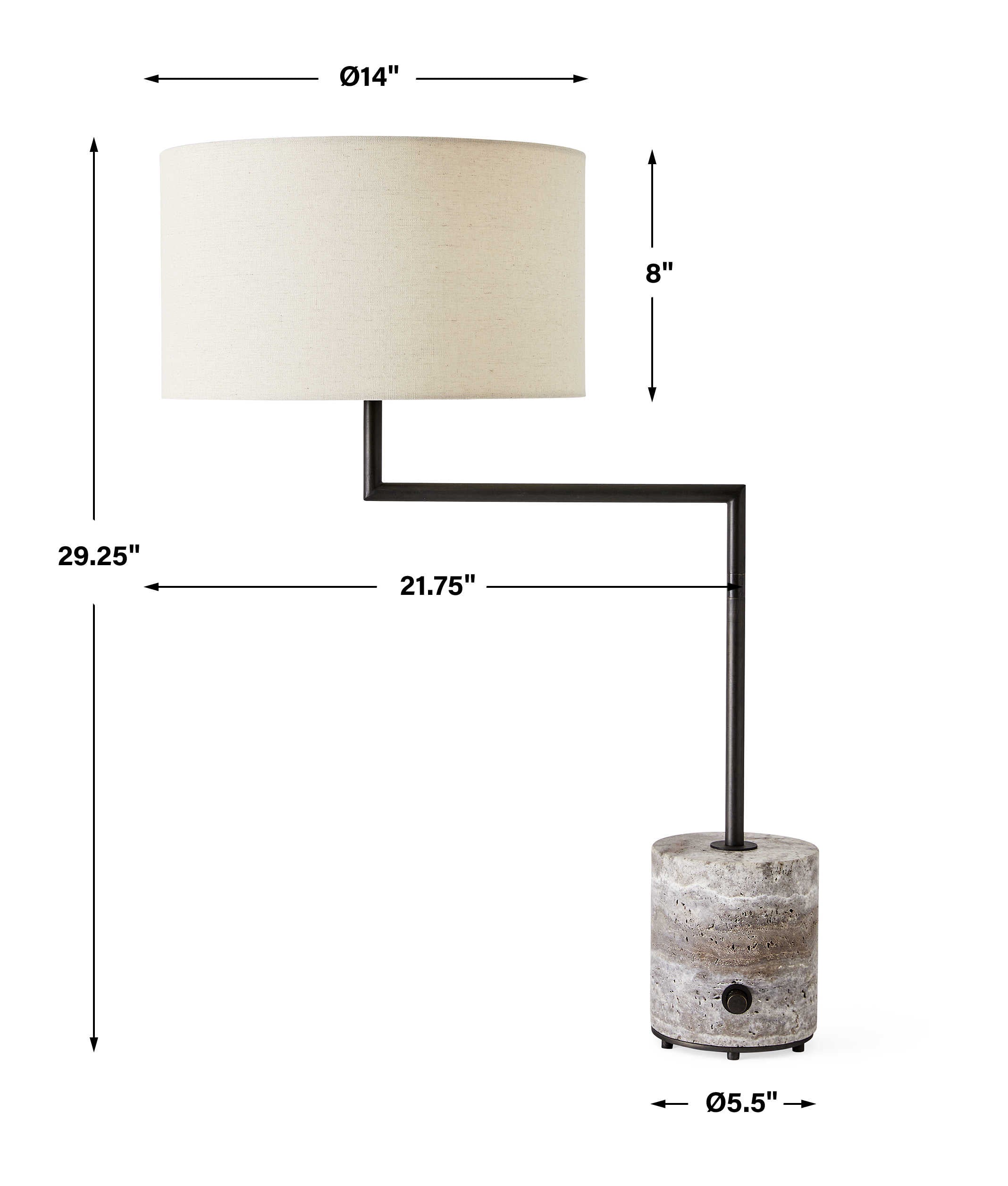 Uttermost Pivot Table Lamp - Travertine/Bronze