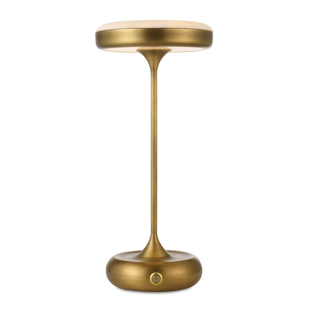 Flat Top Rechargeable Mini Lamp in Brass