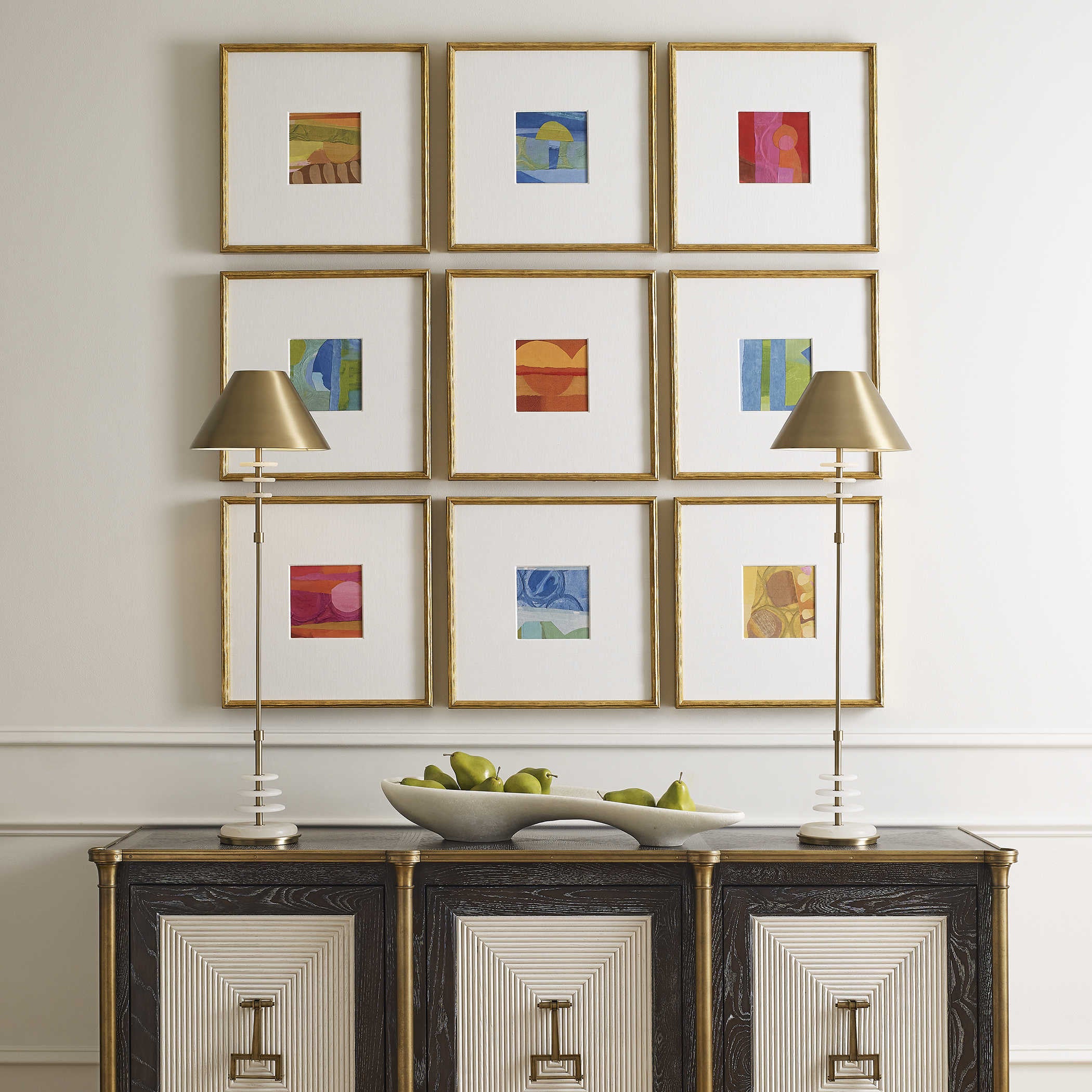Uttermost Petite Bijoux Set of 9 Framed Canvases - Brilliant