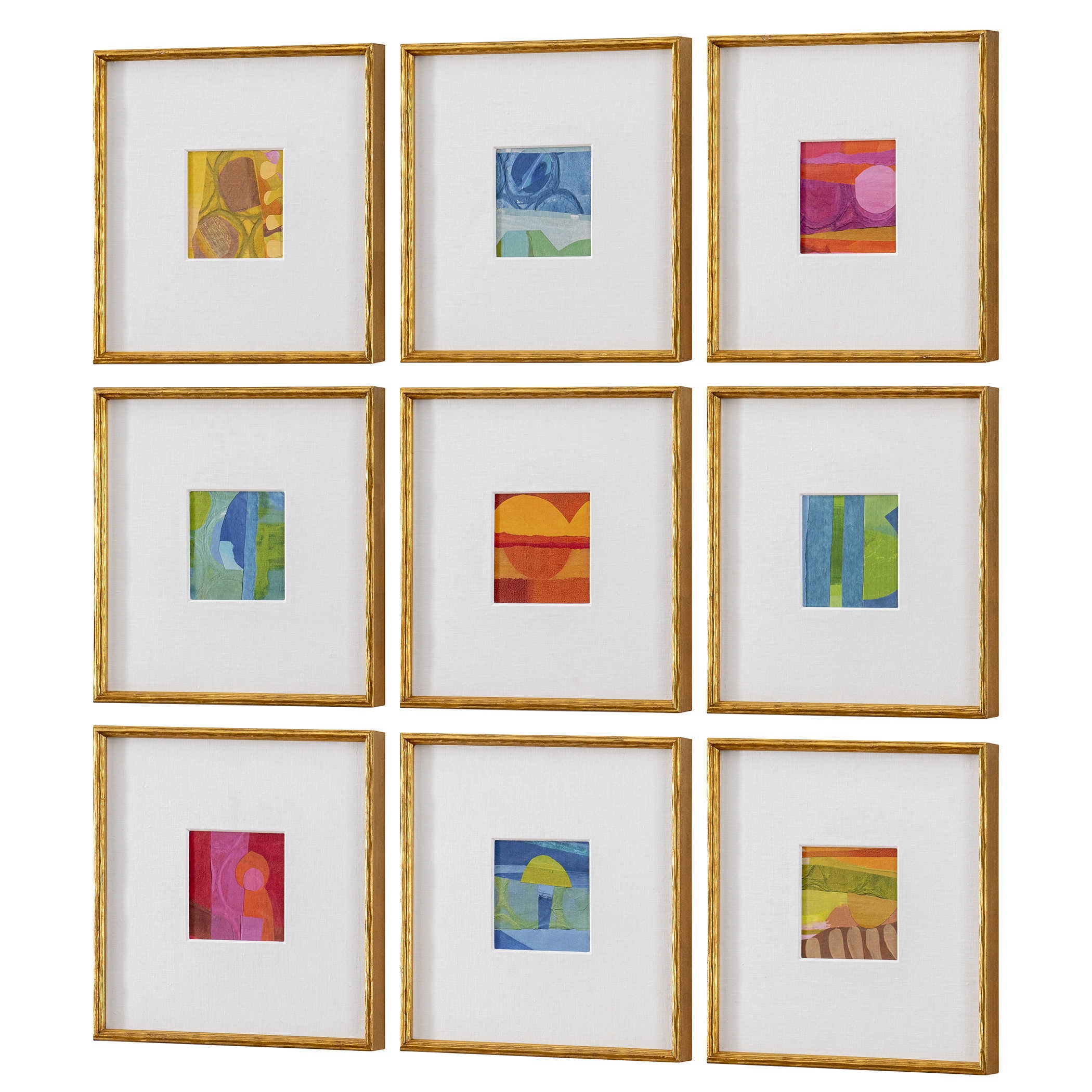 Uttermost Petite Bijoux Set of 9 Framed Canvases - Brilliant