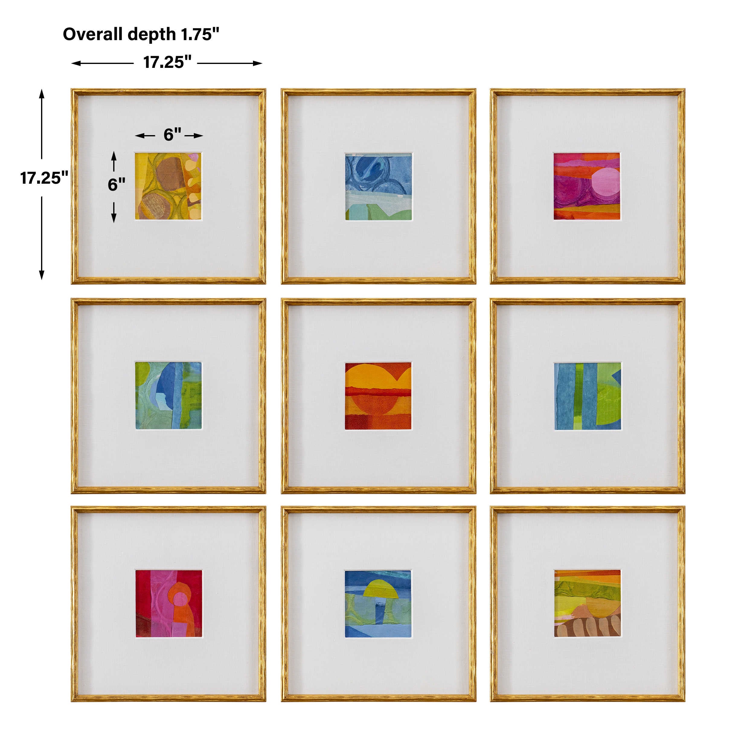 Uttermost Petite Bijoux Set of 9 Framed Canvases - Brilliant