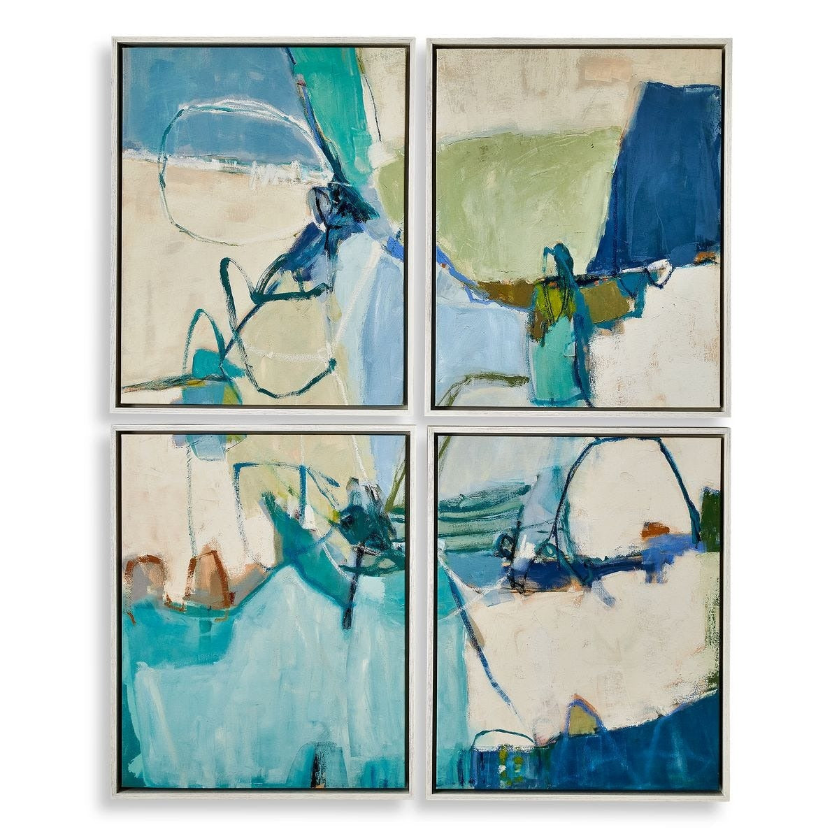 Cool Outlook Framed Canvases Set of 4