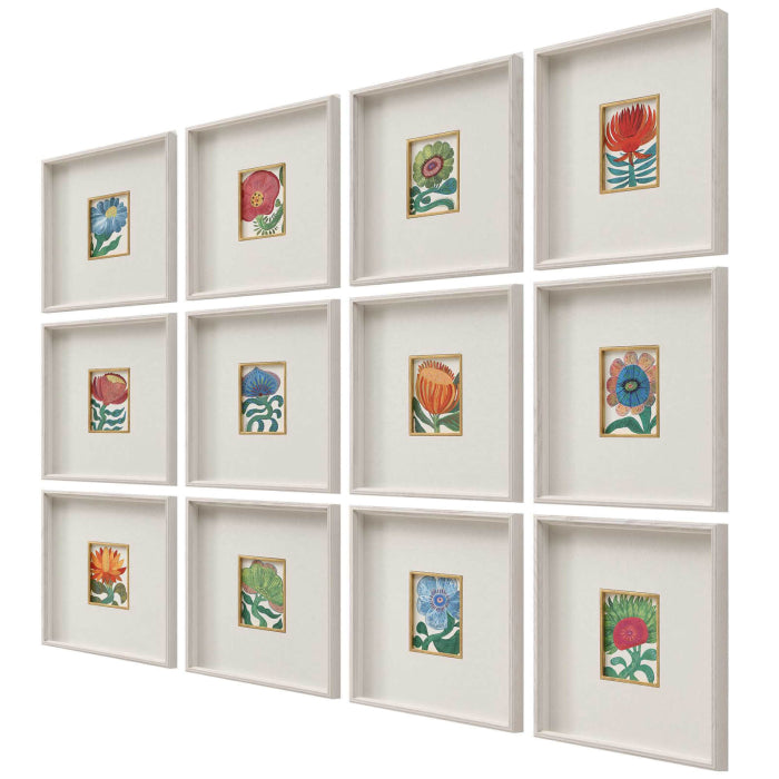 Uttermost Fantasy Florals Framed Canvases - Set of 12