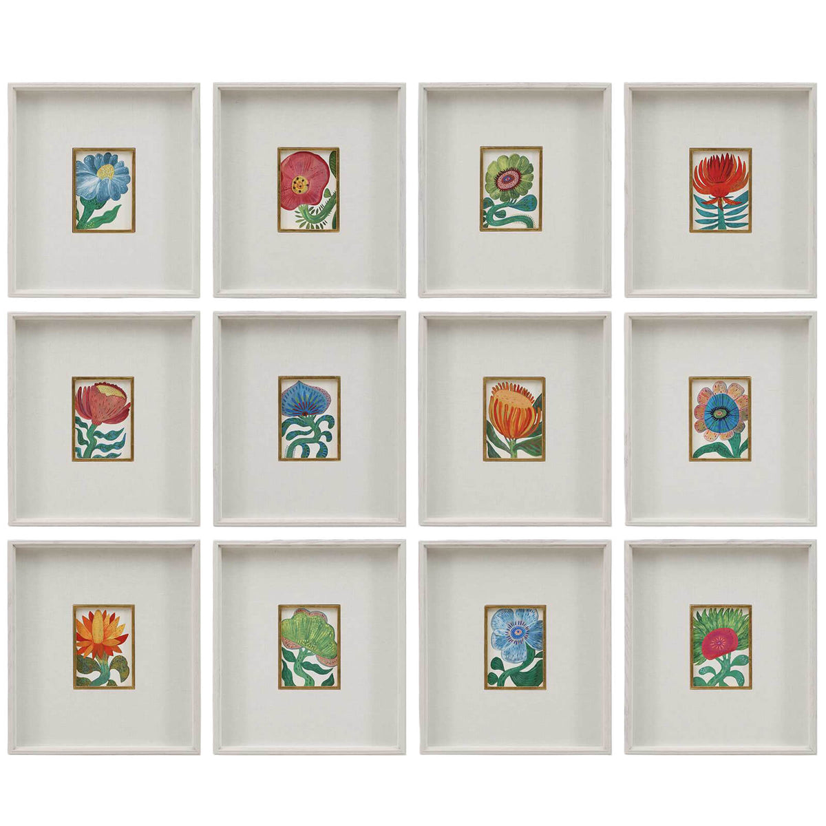 Fantasy Florals Framed Canvases - Set of 12