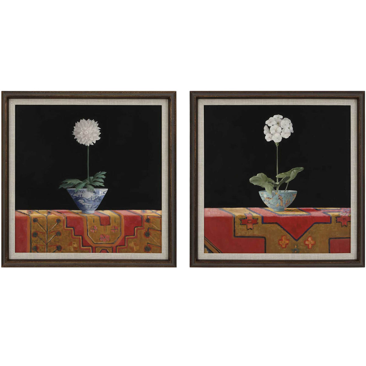 Chinoiserie Stems Framed Canvases - Set of 2