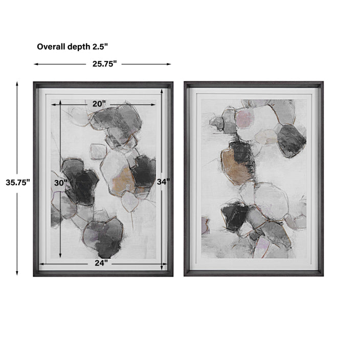 Uttermost Plunging Pastels Framed Prints, Set of 2