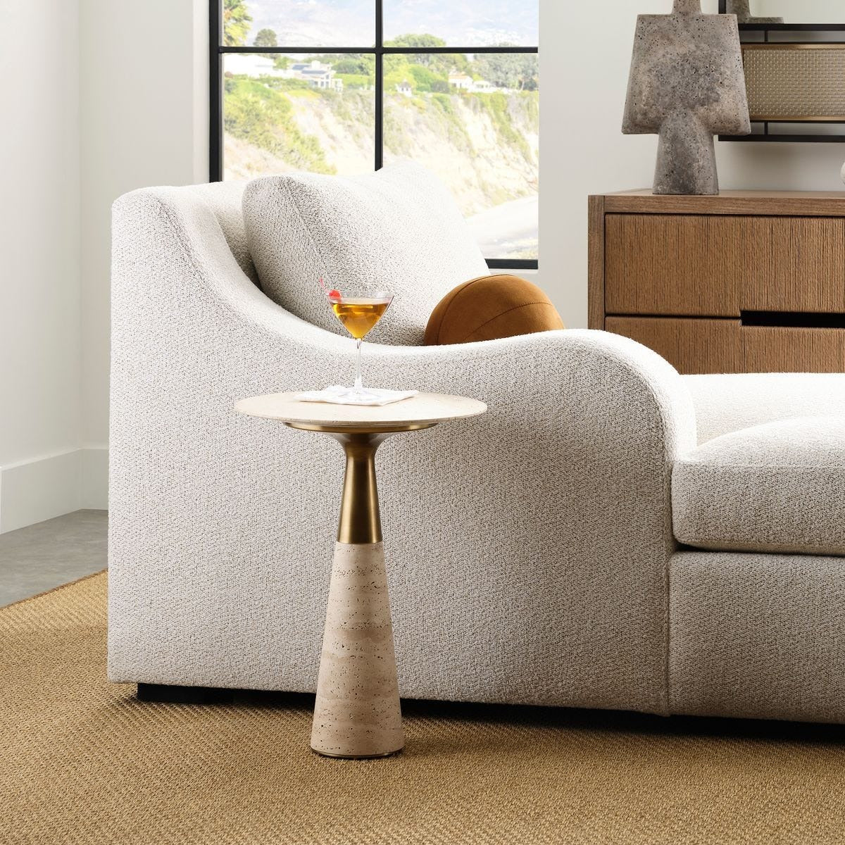 Uttermost Pier Accent Table - Beige Travertine