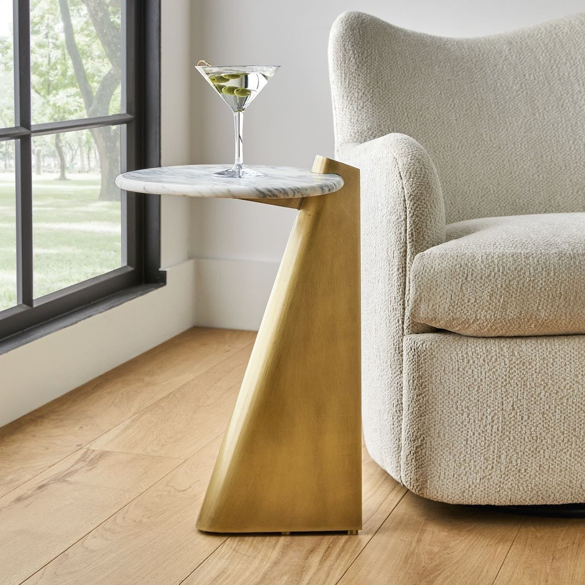 Uttermost Strum Accent Table in Arabescato Marble