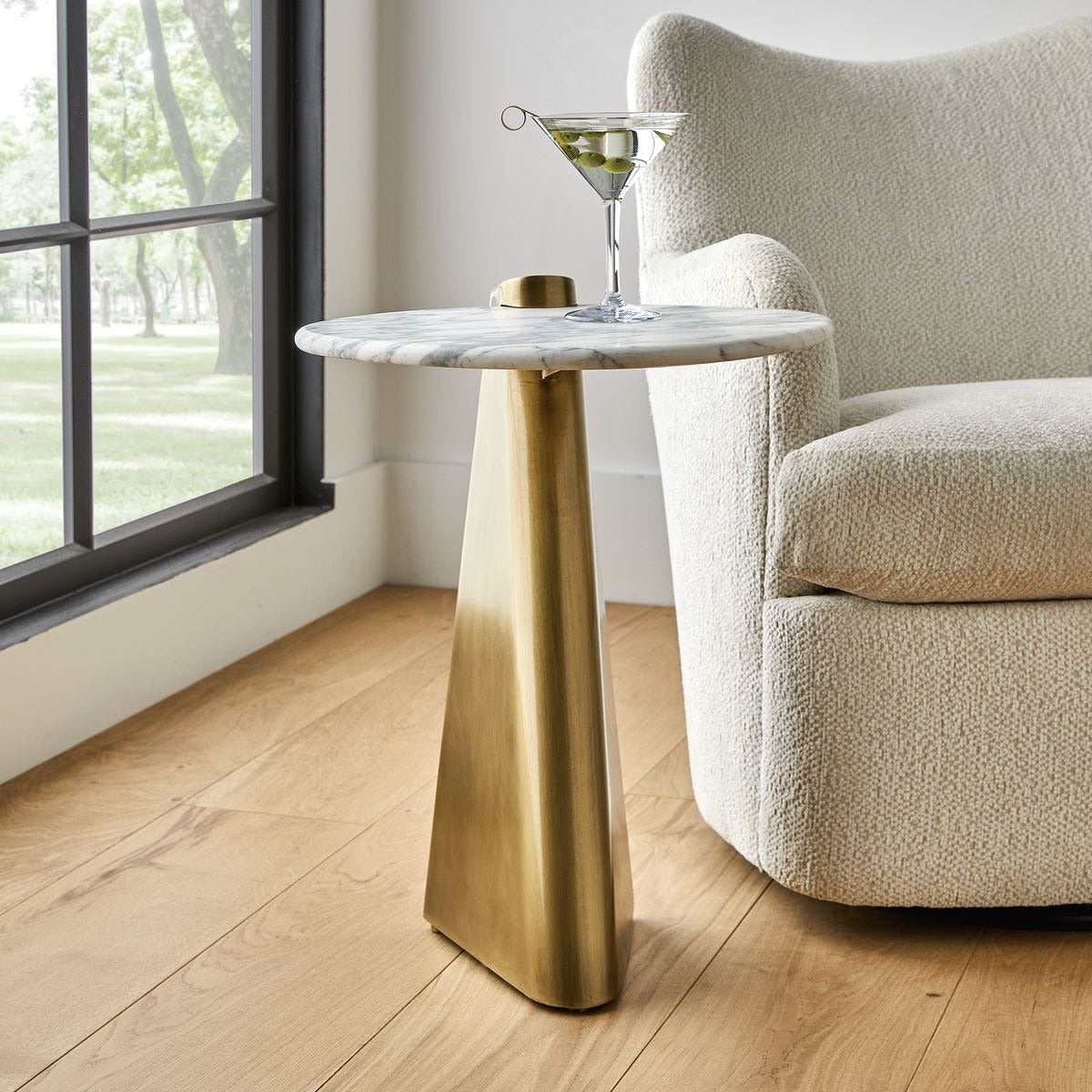 Uttermost Strum Accent Table in Arabescato Marble