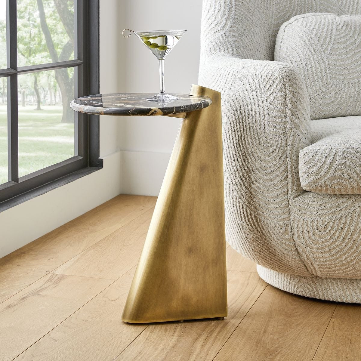 Uttermost Strum Accent Table in Michelangelo Marble