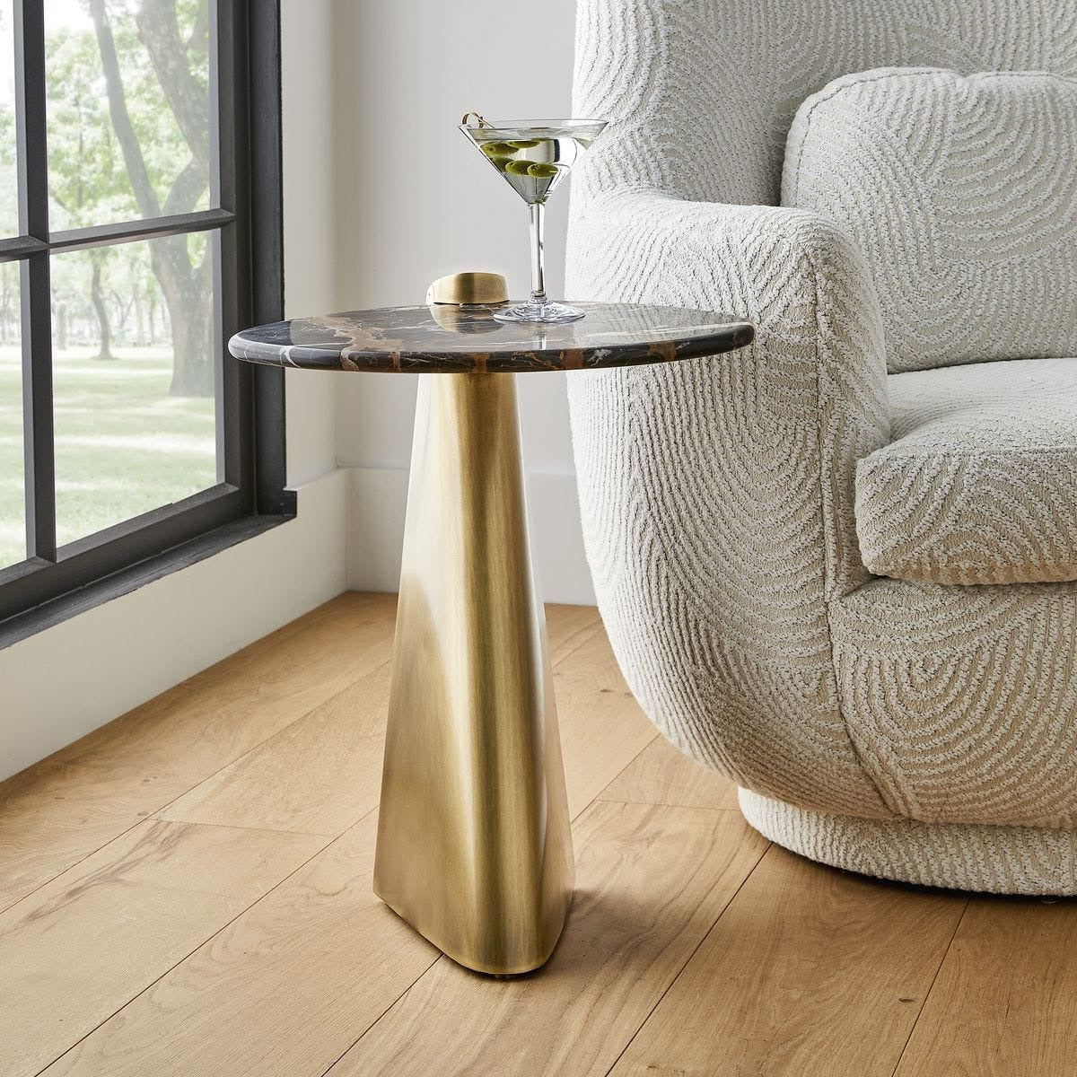 Uttermost Strum Accent Table in Michelangelo Marble