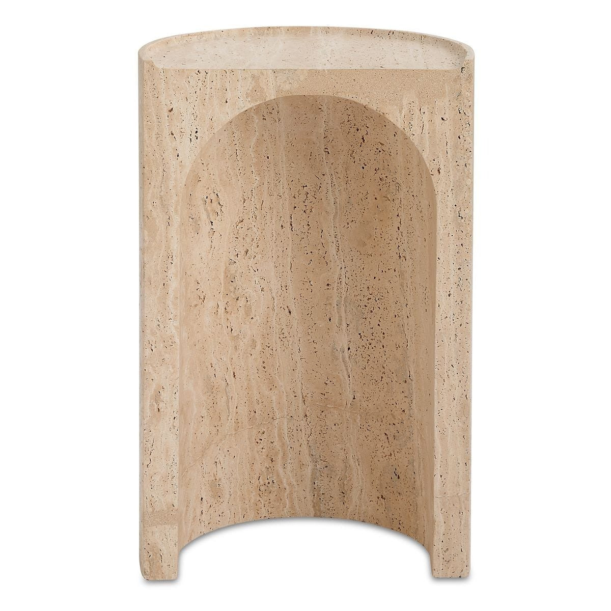 Basilica Accent Table in Beige Travertine