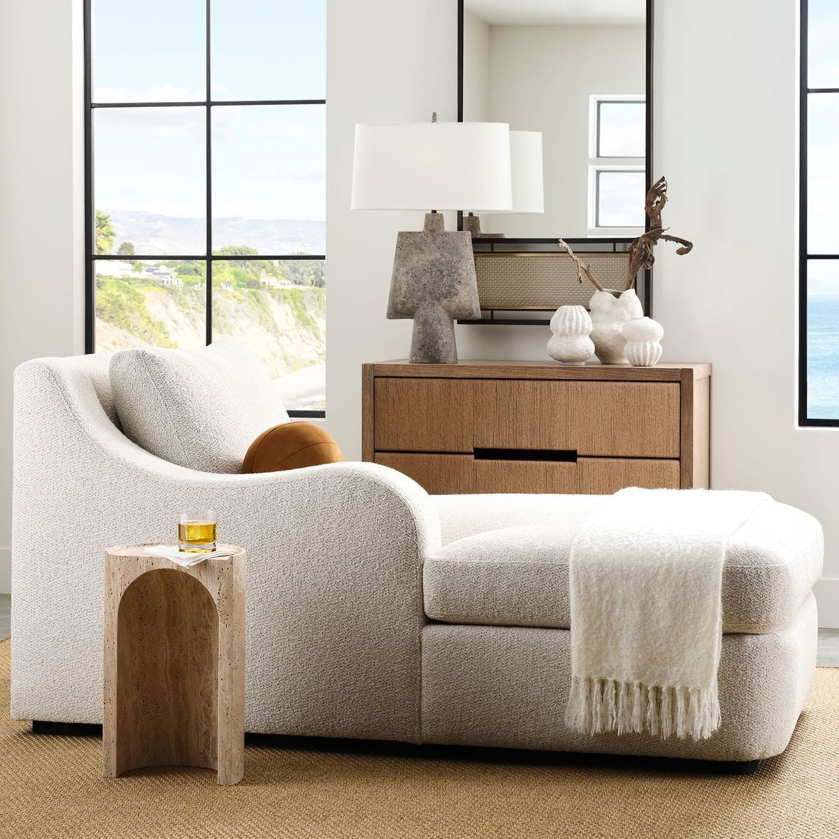 Uttermost Basilica Accent Table in Beige Travertine