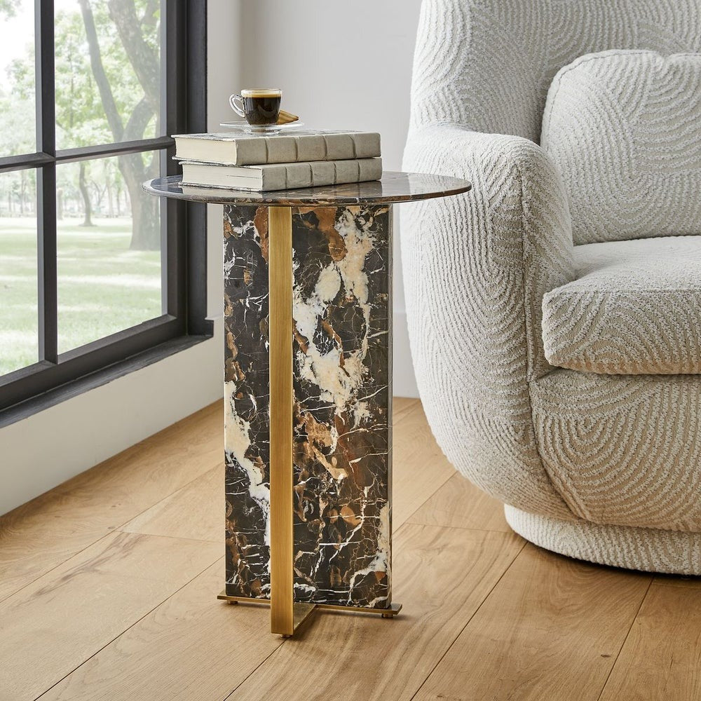 Uttermost Joist Accent Table in Michelangelo Marble