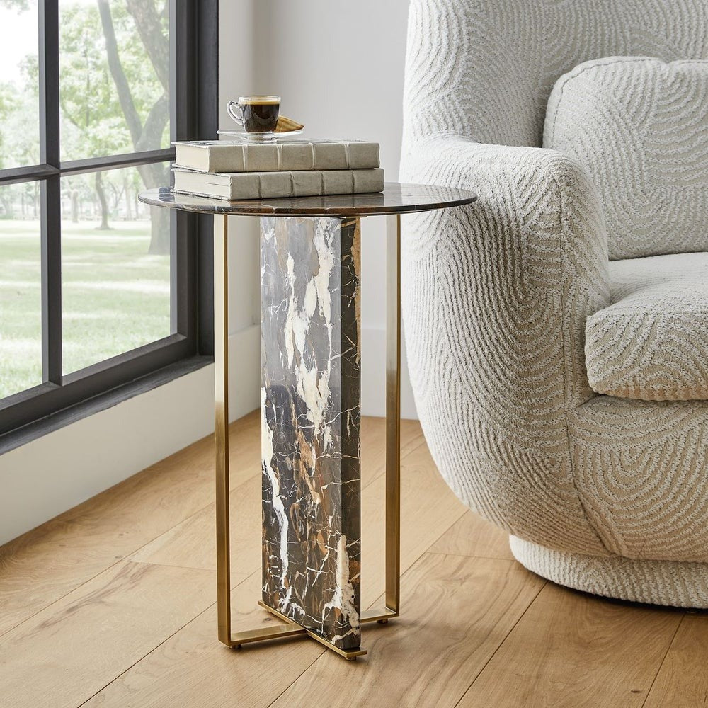 Uttermost Joist Accent Table in Michelangelo Marble