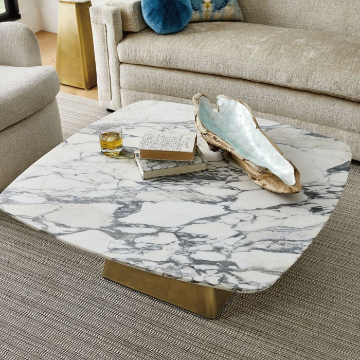 Uttermost Equilateral Coffee Table in Arabescato and Brass