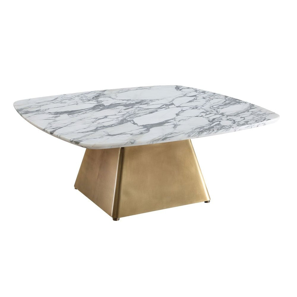 Equilateral Coffee Table in Arabescato and Brass