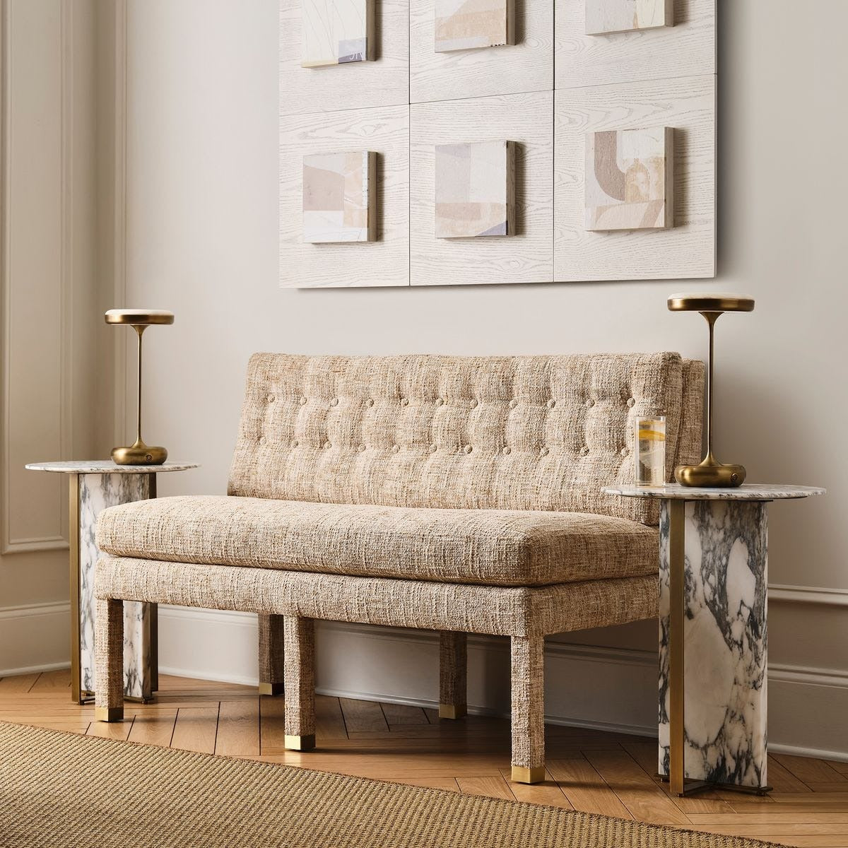 Uttermost Joist Accent Table in Arabescato Marble