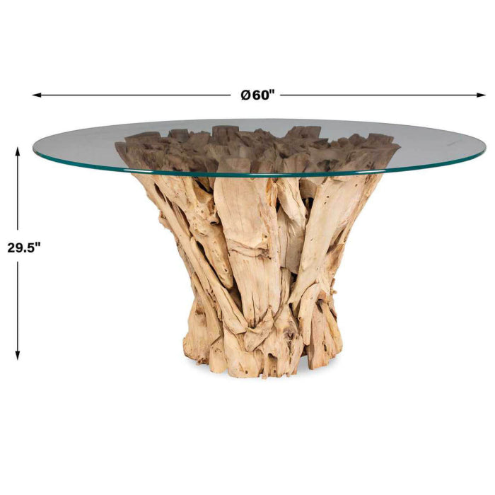 Uttermost Root Round Dining Table in Bleached Teak  - 152cm