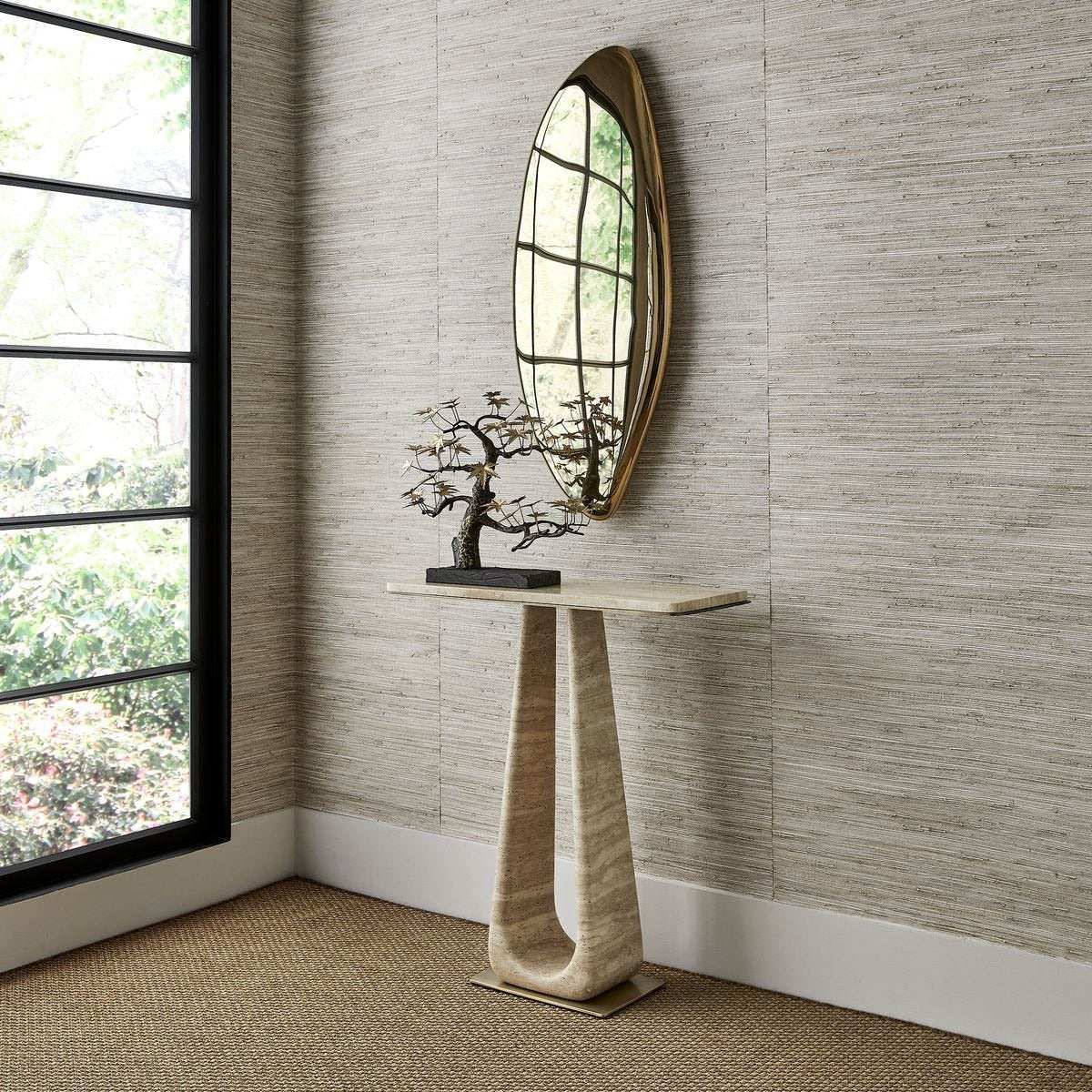 Uttermost About Turn Console Table in Travertine