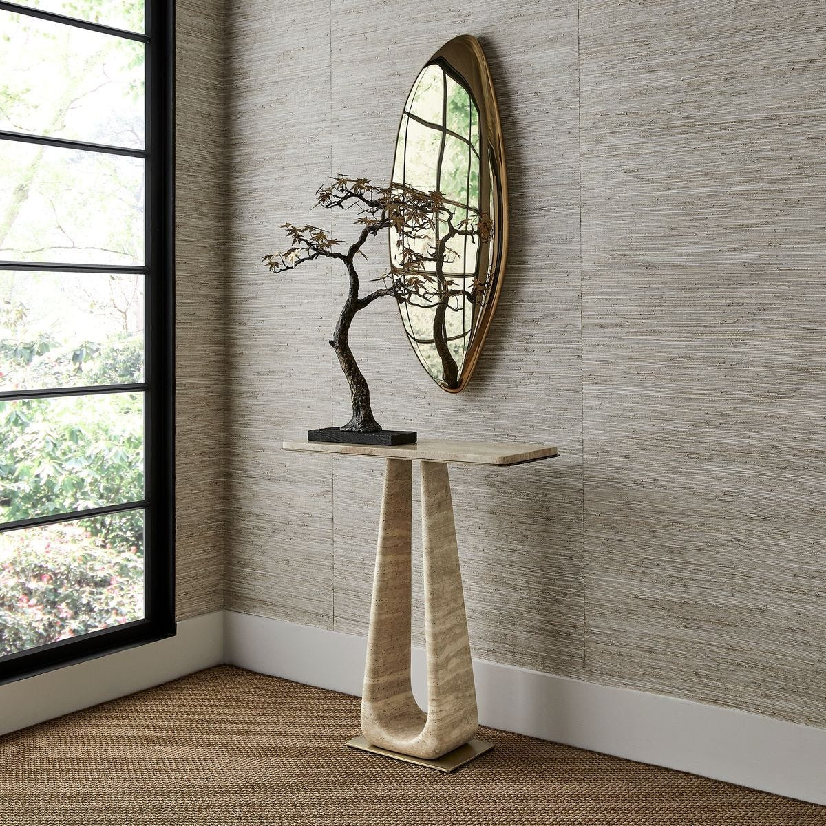 Uttermost About Turn Console Table in Travertine