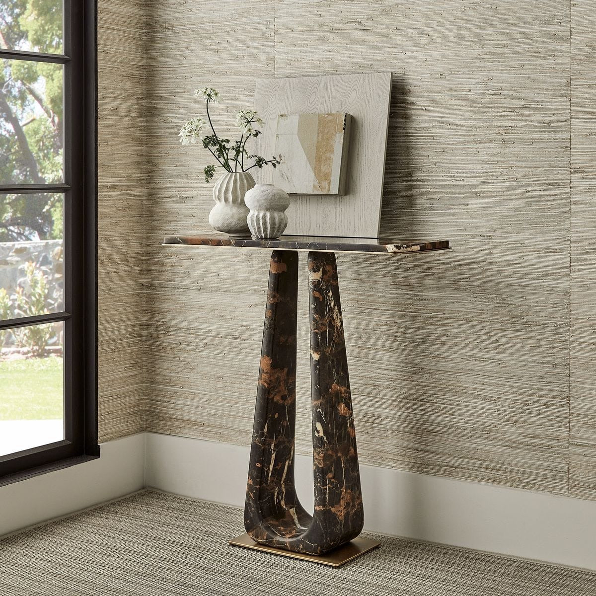 Uttermost About Turn Console Table in Michelangelo Marble