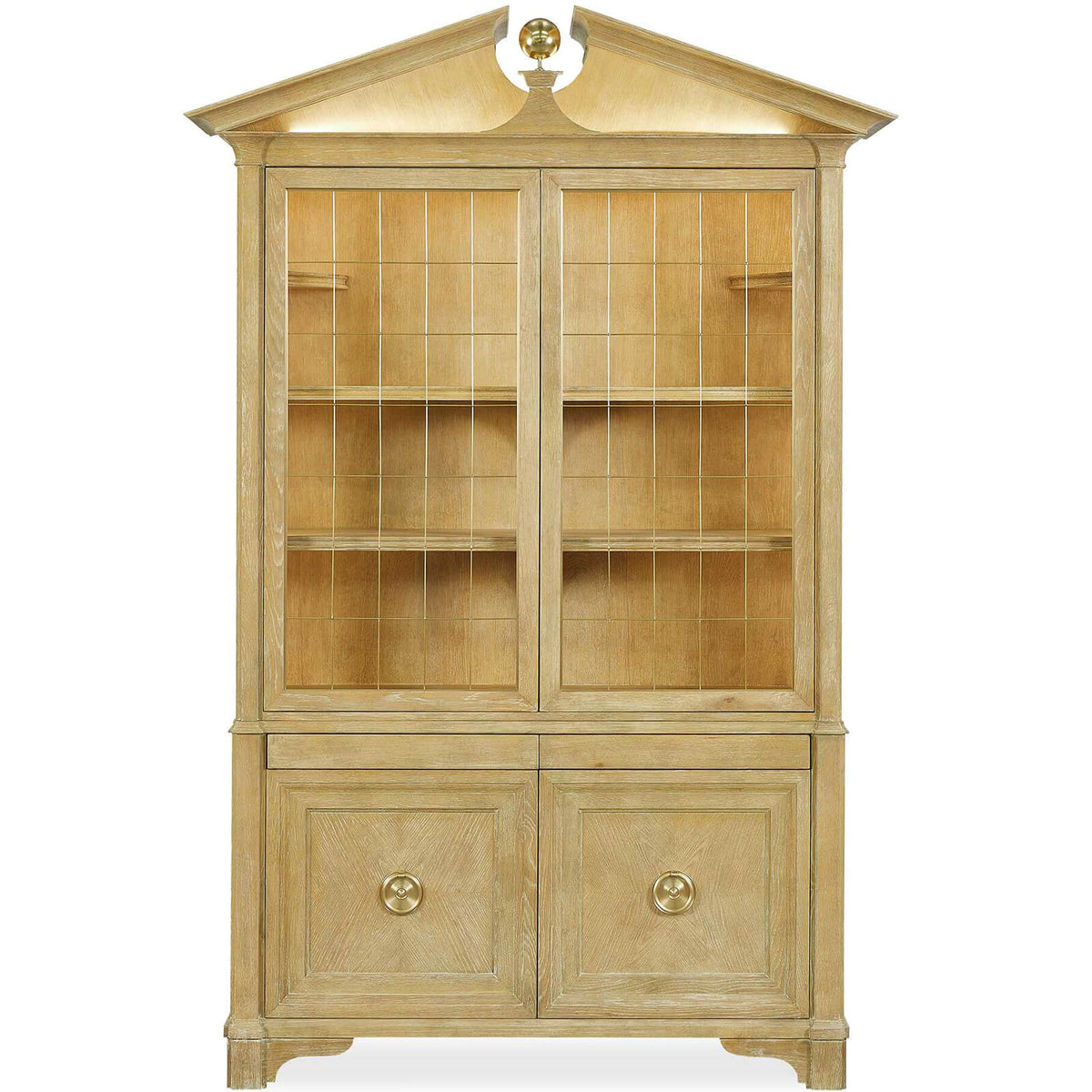 Pediment Tall Cabinet in Scrubbed Light Oak