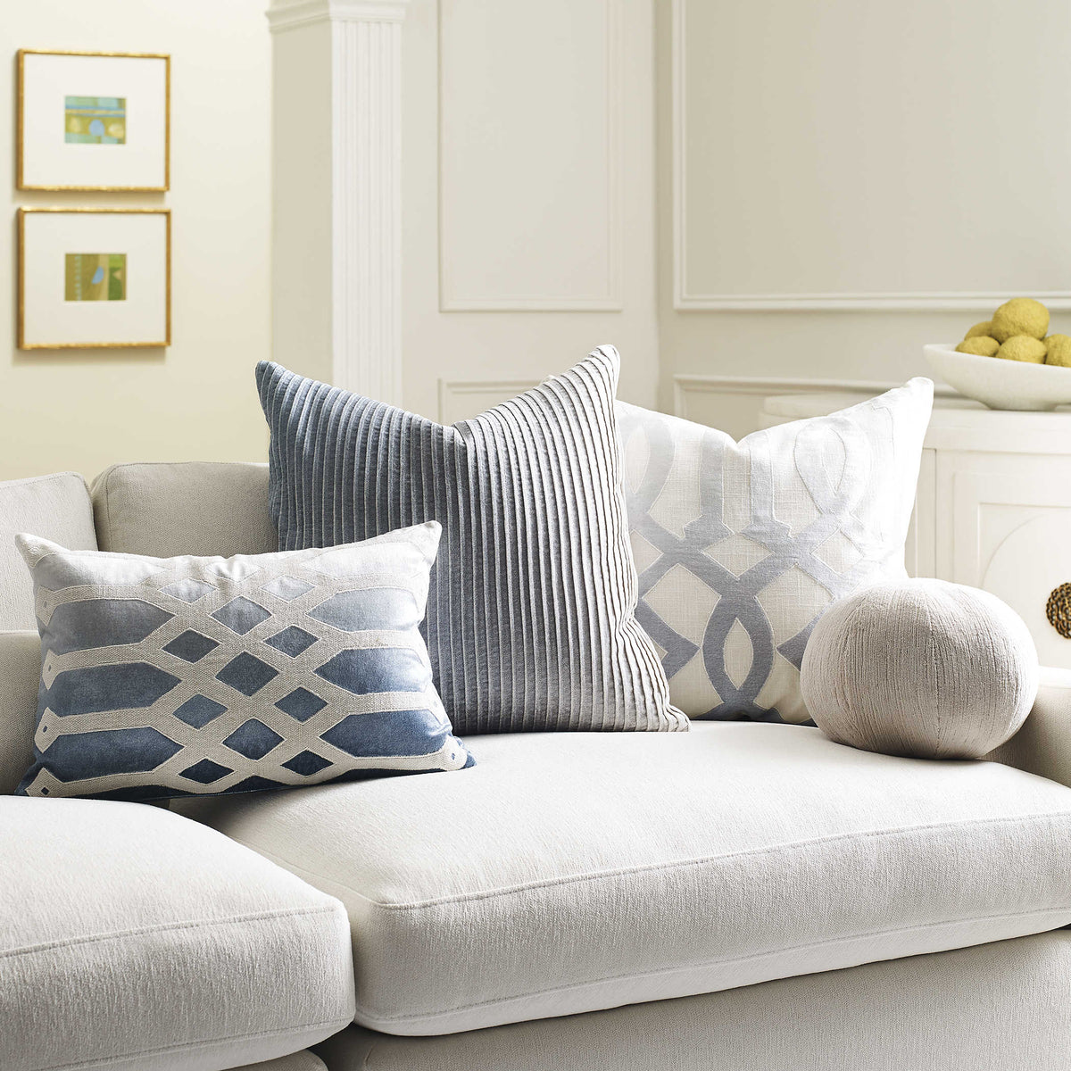 Uttermost Fade Out Velvet Cushion - Blue