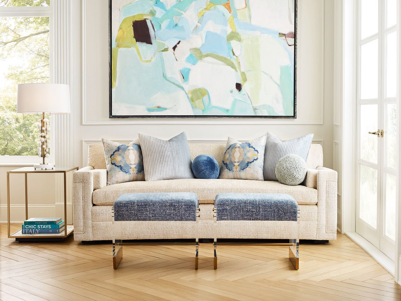 Uttermost Floating Plane End Table - Marble/Brass