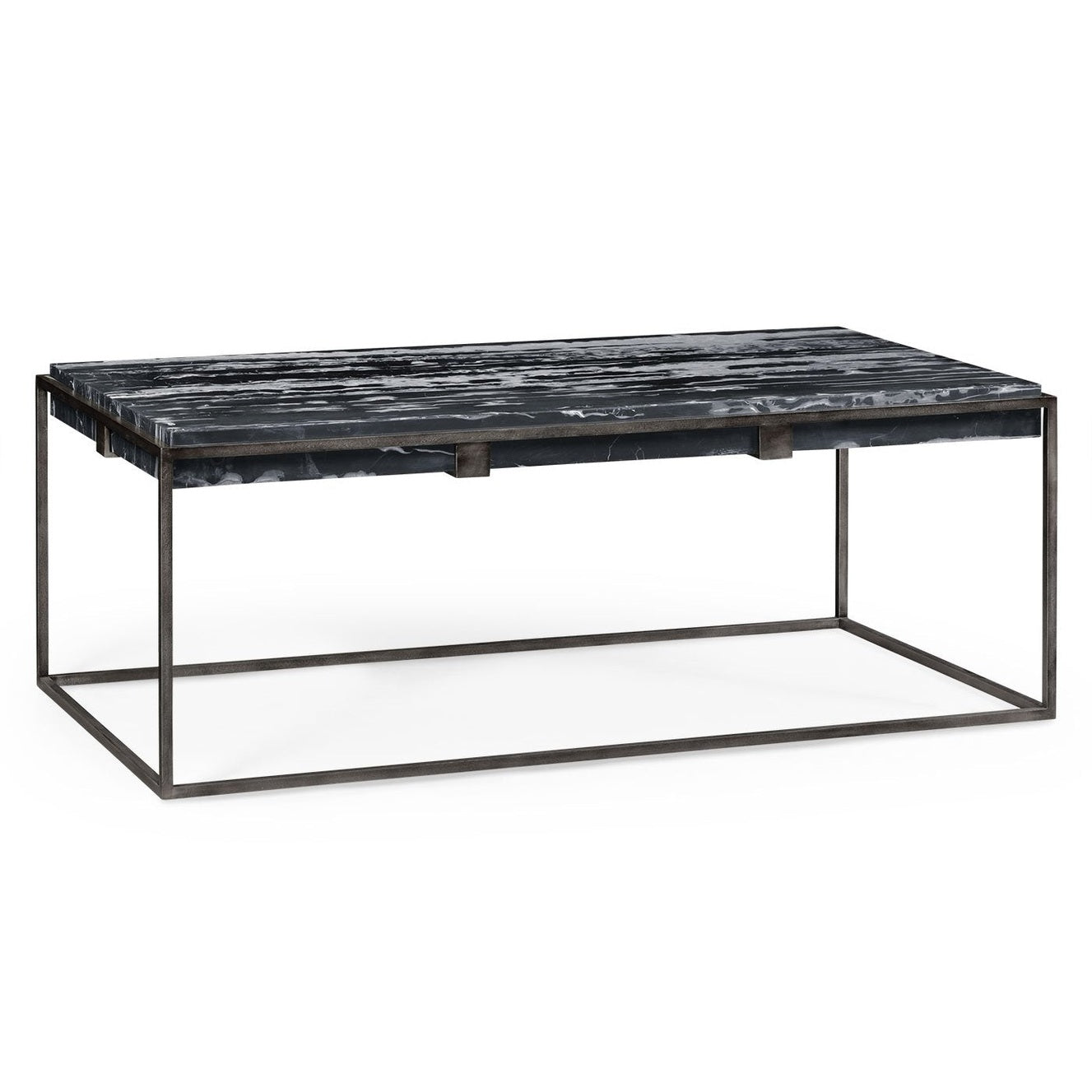 Jonathan Charles Rectangular Iron Coffee Table with a Black Marble Top