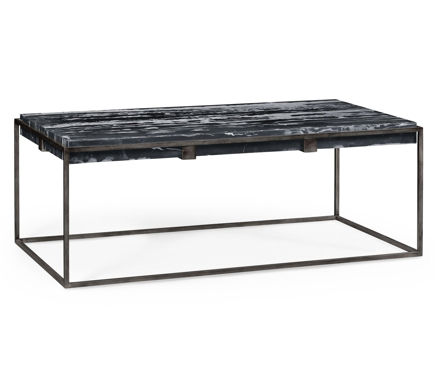 Jonathan Charles Rectangular Iron Coffee Table with a Black Marble Top