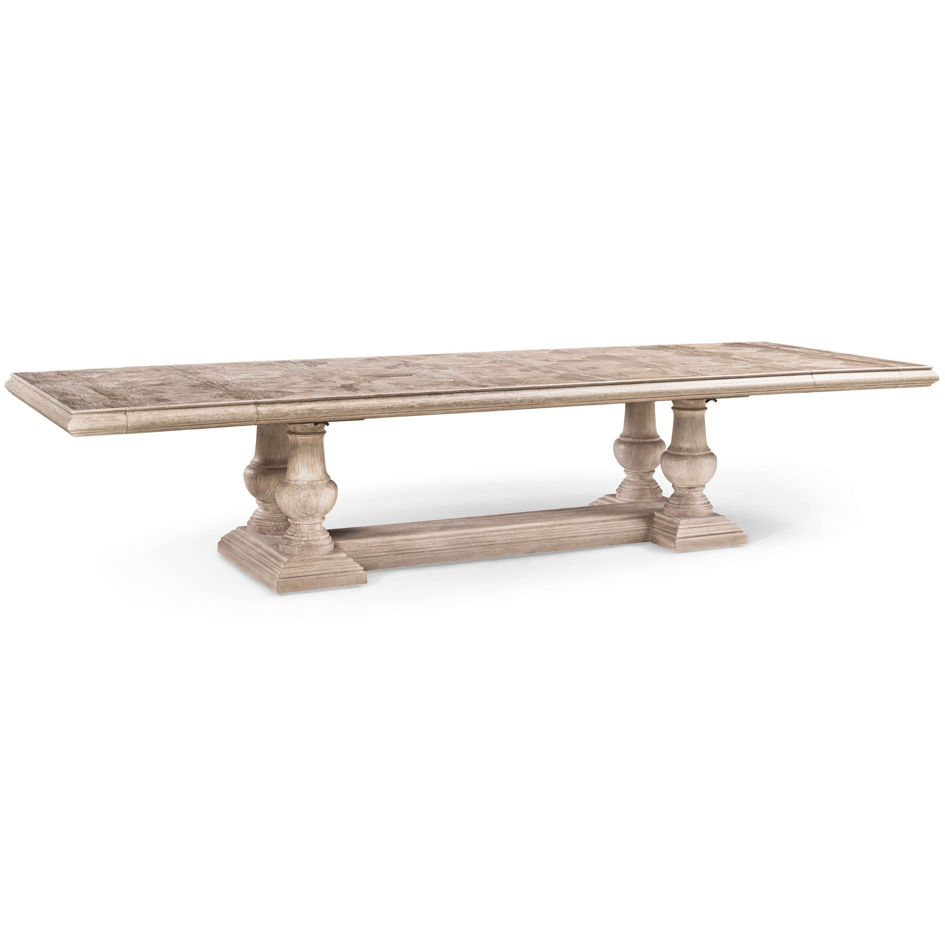 Full elongated form of Jonathan Charles limed acacia refectory dining table