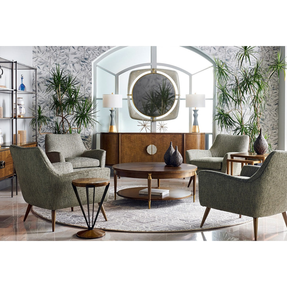 Jonathan Charles Toulouse Walnut Curved Sideboard