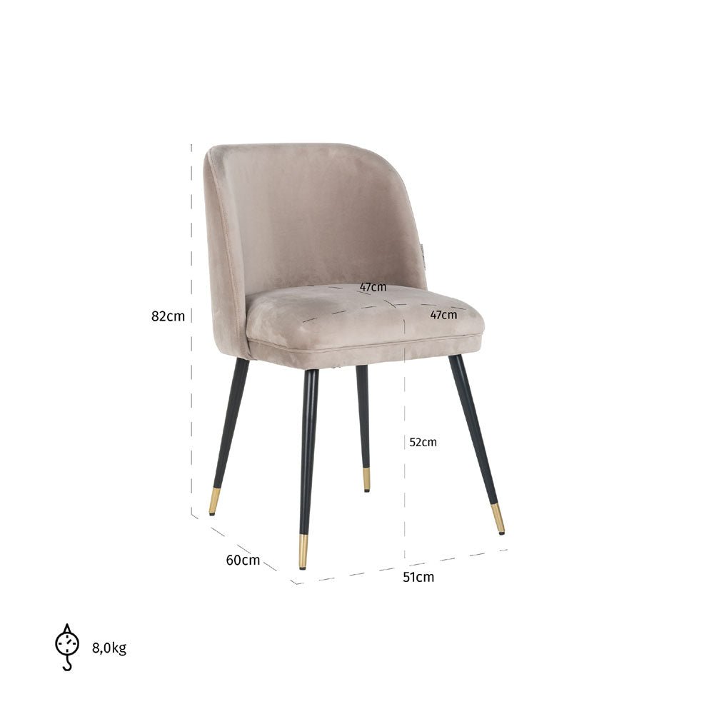 Richmond Interiors Alicia Chair in Khaki Velvet Dining Chair