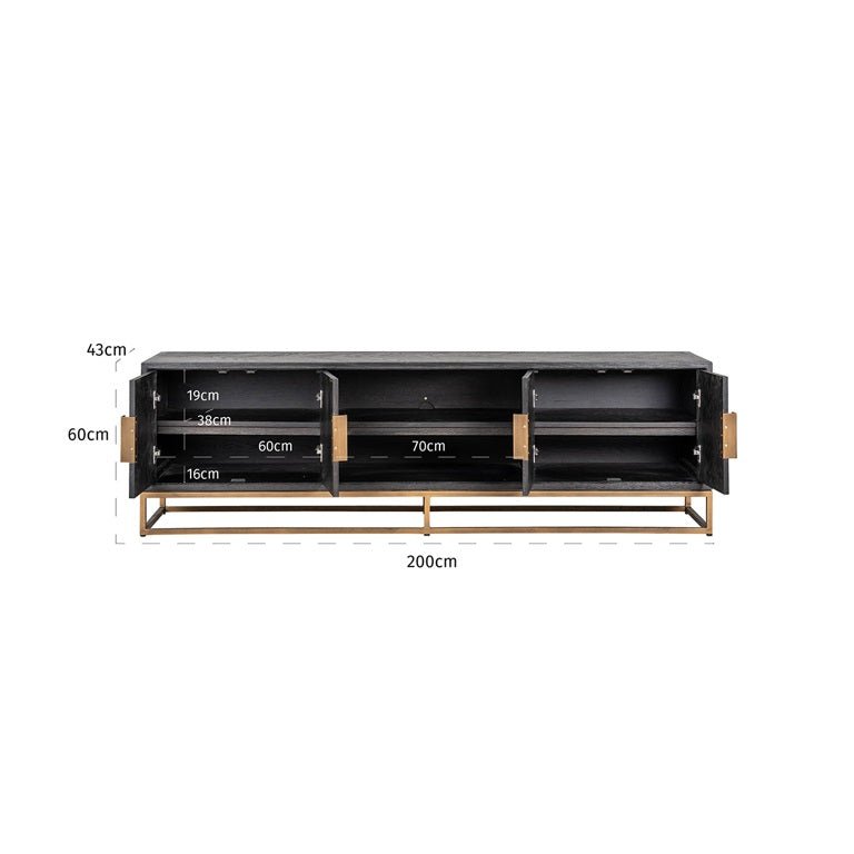 Richmond Interiors Blackbone Brass 4 Door Media Unit Nicholas John Interiors