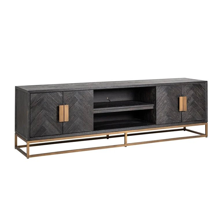 Richmond Interiors Blackbone Brass 4 Door Media Unit Nicholas John Interiors