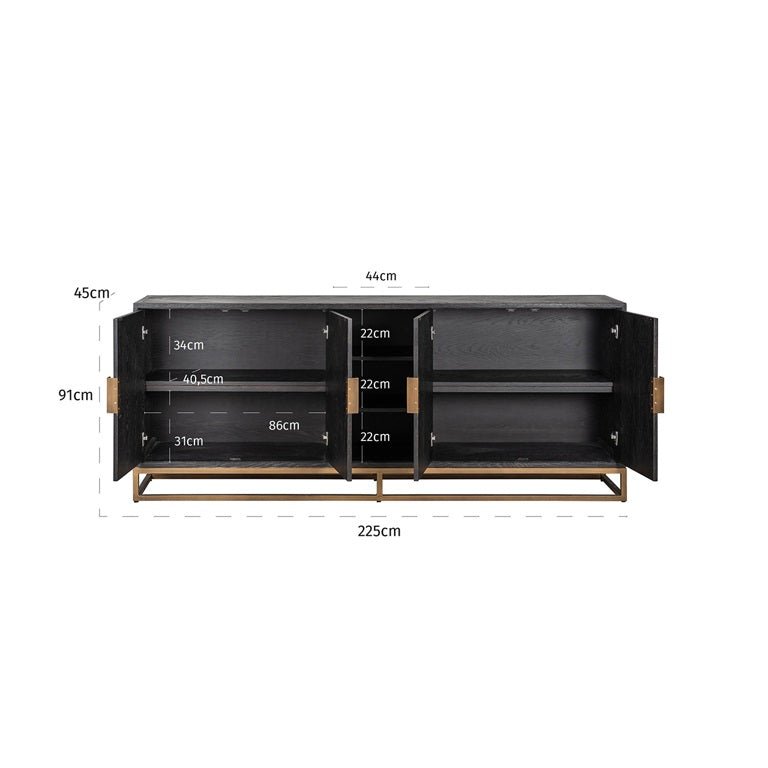 Richmond Interiors Blackbone Brass 4 Door Sideboard Nicholas John Interiors