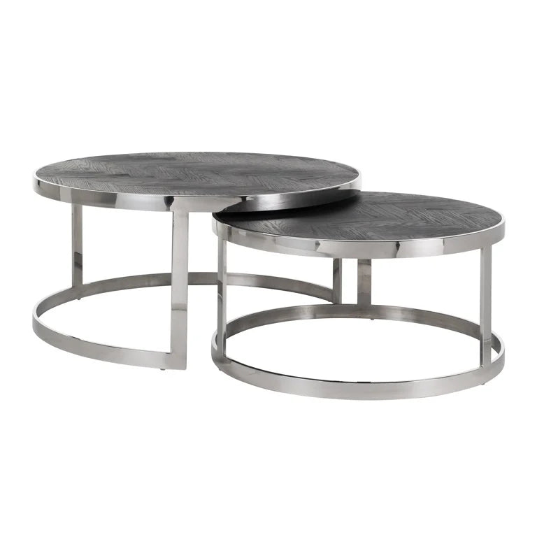 Richmond Interiors Blackbone Set of 2 Silver Coffee Table Nicholas John Interiors