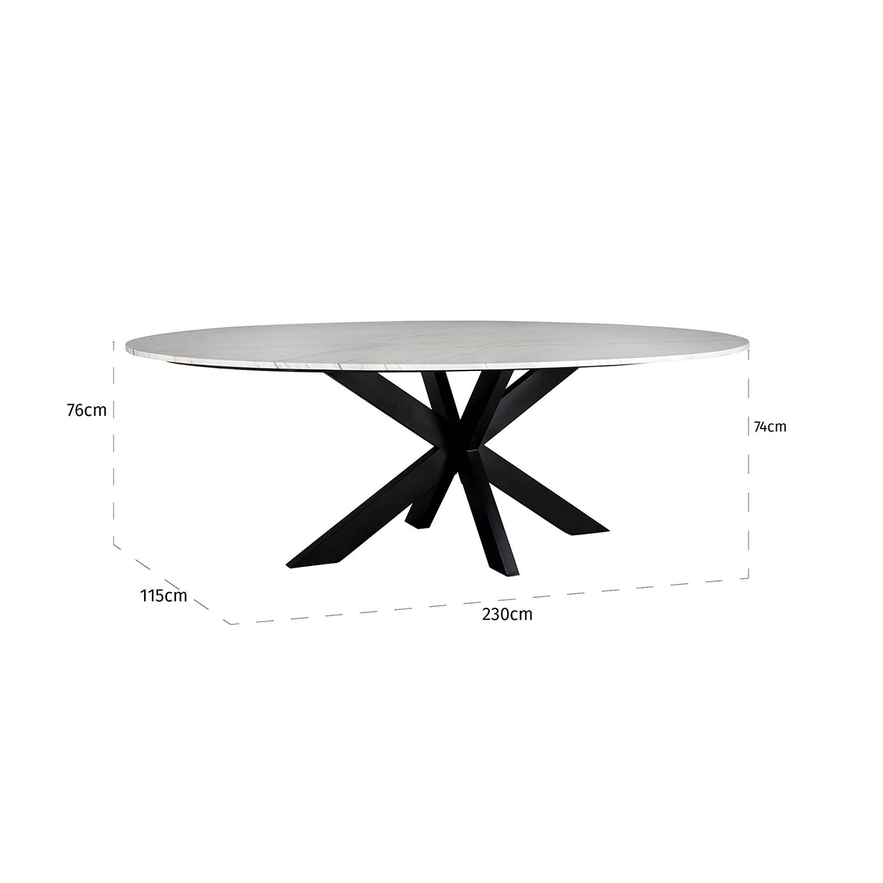 Richmond Interiors Lexington 230cm Oval Dining Table in White Nicholas John Interiors Richmond Interiors