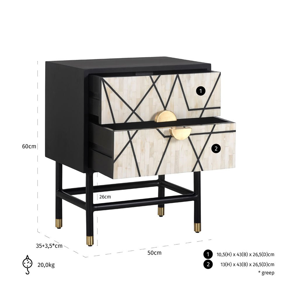 Richmond Interiors Novas 2 Drawer Nightstand Bedside Table