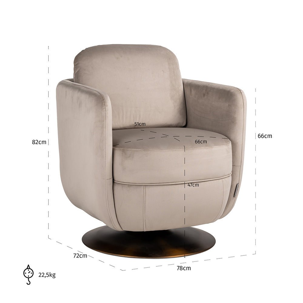 Richmond Interiors Turner Swivel Chair in Khaki Velvet Dining Chair