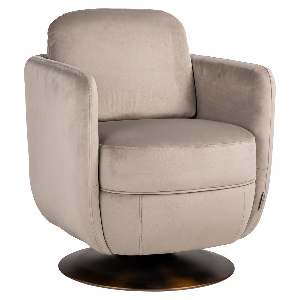 Richmond Interiors Turner Swivel Chair in Khaki Velvet Dining Chair