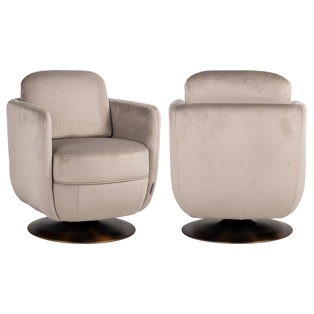 Richmond Interiors Turner Swivel Chair in Khaki Velvet Dining Chair